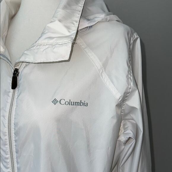 Columbia White Lightweight Full Zip Switchback Waterproof Rain Jacket Juniors XL - Picture 5 of 9